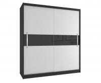 Velká šatní skříň CRAFTON 133 cm s posuvnými dveřmi ČERNÁ/MAT/BÍLÝ LESK